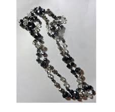 Vintage Flapper Necklace: Faceted Black & Clear Crystal ...