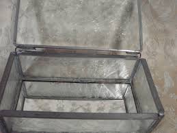 Vintage Leaded Glass Trinket Box Frosted 3x6" Beveled ...