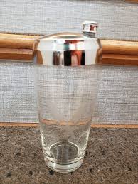 Vintage Etched Wheat Flower Glass with Metal Top Martini ...