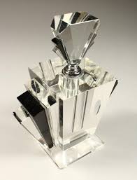 Sold at Auction: A GOOD ART DECO DESIGN CLEAR AND BLACK GLASS SCENT BOTTLE AND STOPPER.