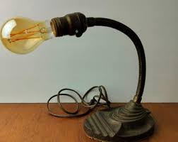 Antique Vintage Art Deco Metal Gooseneck Desk Desktop Lamp Halogen Convt to Led - Etsy