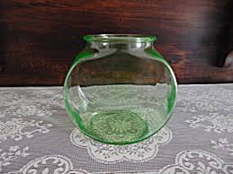Vintage Uranium Glass Fish Bowl