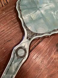 Dresser Vanity Set Art Deco Aqua Pearl 3 pc Set Mirror Brush Comb Vintage Pretty | eBay