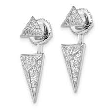 Brilliant Embers Sterling Silver Rhodium-plated 104 Stone Micro Pave CZ Convertible Back Earrings at BillyTheTree Jewelry