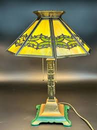 1920's Antique Bradley & Hubbard Arts & Crafts Slag Glass ...