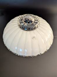 Vintage Frosted 11" White Glass Ceiling Shade Sunflower 3 ...