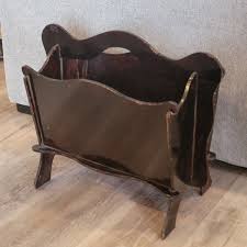 Antique MAGAZINE Stand RACK Mahogany WOOD ART DECO 2-pocket ...