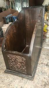 Hand Crafted Mango Wood Magazine Holder: Carved Design - Etsy
