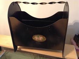 Metal Magazine Rack / Toleware Folk Decor / Vintage Metal ...