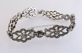 Vintage Estate 925 Sterling Silver 7" Marcasite Milgrain Link Bracelet 18.4g | eBay