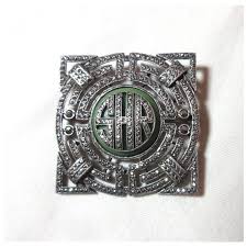 Antique ornate Art Deco sterling silver bakelite marcasite stone - Ruby Lane