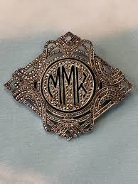 ANTIQUE VINTAGE 925 STERLING SILVER FANCY MARCASITE "MMK" PIN BROOCH 2" | eBay