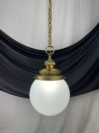 RESTORED Antique Vtg LARGE Art Deco Glass Pendant Light Chandelier 1910s 1920 30 | eBay