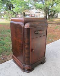 1930`S ~ 40`s ART DECO STYLE NIGHTSTAND / END~PHONE TABLE CURVED ORNATE FRONT | #1793345011