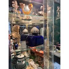 1970s French Blue Biomorphic Glass Bottle With Silver Top ...