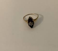 Vintage Art Deco 10K Yellow Gold Black Onyx Diamond Ring Sz ...