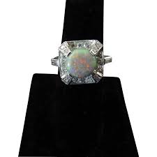 Vintage Black Opal, Diamond, and Platinum Ring. For Sale at ...