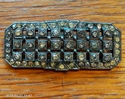 1920s Art Deco Octagon Shape Brooch With 2 Level Pastes No ...