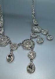 MONET BRIDAL COLLECTION SILVER & CLEAR RHINESTONE DROP STONE ...