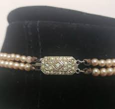 Vintage Double Strand Necklace Faux Pearl Sterling Silver ...