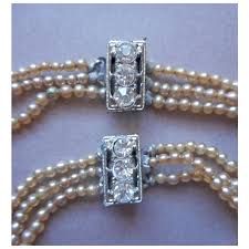 1950s 3 Strand Glass Faux Pearls Necklace Bracelet Set ...