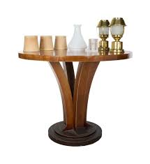 Trader Vic's Beverly Hilton | Round Wood Table with Decor Items