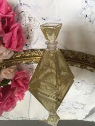 Vintage Perfume Bottle, France, Gold Glitter Glass, Pyramid Shape, Large - Etsy