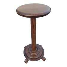Mid-Century Edwadian Style Stained Solid Oak Pedestal Plant Stand | Chairish