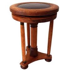 Antique Art Deco Piano Stool Solid Oak Brass Details 4 Pillar Stool Dressing Stool Original Leather Inlaid Netherlands 1920 - Etsy