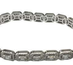 4.90 Carats Baguettes Diamond Cluster Tennis Bracelet with ...