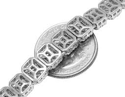 White Gold Halo Baguette Graduating Diamond Necklace 15 CT ...