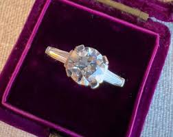 Art Deco Classic Diamond Solitaire Ring: Old European Cut, GIA Certified, Platinum Setting 1.67ctw - Etsy