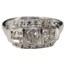 14 Karat Art Deco Style Diamond Filigree Ring with Rose Cut ...