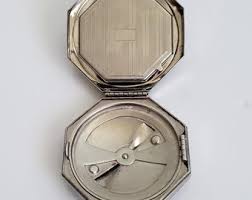 Antique Silver Tone Compact - Etsy