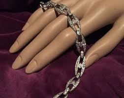 Vintage Crown Trifari Clear Rhinestone Art Deco Style Leaf Bracelet - Etsy