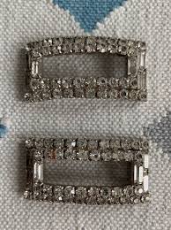 A Pair of Vintage Art Deco Rhinestone Shoe Buckles Clips or Hair Barrettes | eBay