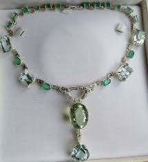 Pretty 142 Ct Aquamarine Emerald With CZ 935 Argentium Silver Choker Necklace | eBay