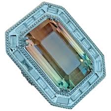 25.86CT Green Yellow Orange Red Watermelon Tourmaline Diamond 18k . For Sale at Ruby Lane