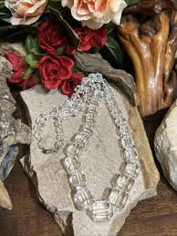 31. Vintage Graduared White Faceted Cube Rock Crystal Knotted Necklace 23" | eBay