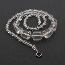 Vintage Czech necklace crystal clear faceted bugle cone glass beads