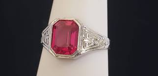 Antique Art Deco Era Genuine Magenta Ruby Radiant Cut 10K ...