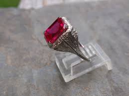Art Deco Ruby Filigree Signet Ring, Victorian July ...