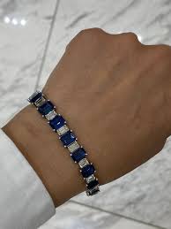 Dallas Blue Emerald Cut Sapphire & Diamond Bracelet – Nekta New York