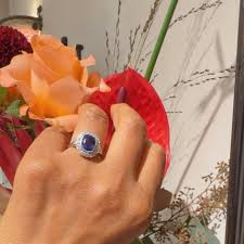 Buy Diamond Sapphire Platinum Cluster Ring 13586-5095 Online in India - Etsy