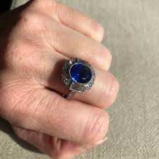 Art Deco Platinum Burma Sapphire Diamond Cocktail/Engagement Ring For Sale at 1stDibs