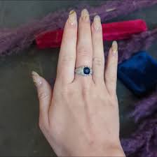 1950's Mid-Century 5.09 CTW No Heat Sapphire Diamond Platinum Bombe Ring