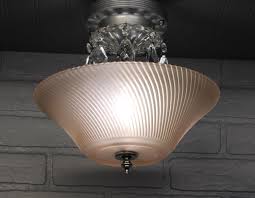 Vintage Art Deco Semi Flush Mount Ceiling Light, Pink Glass ...