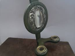 Norwegian Wooden Pewter Candle Holder Green Wall Mount ...
