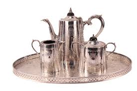 Vtg Barker Ellis Silver-Plate Edwardian Teapot Creamer Sugar ...