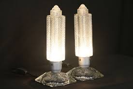 Pair of Art Deco 1930 Vintage Glass Model Skyscraper Lamps